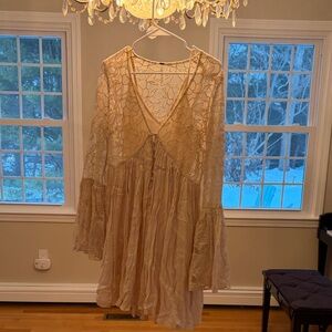 Free People Cream Bell Sleeved Dress